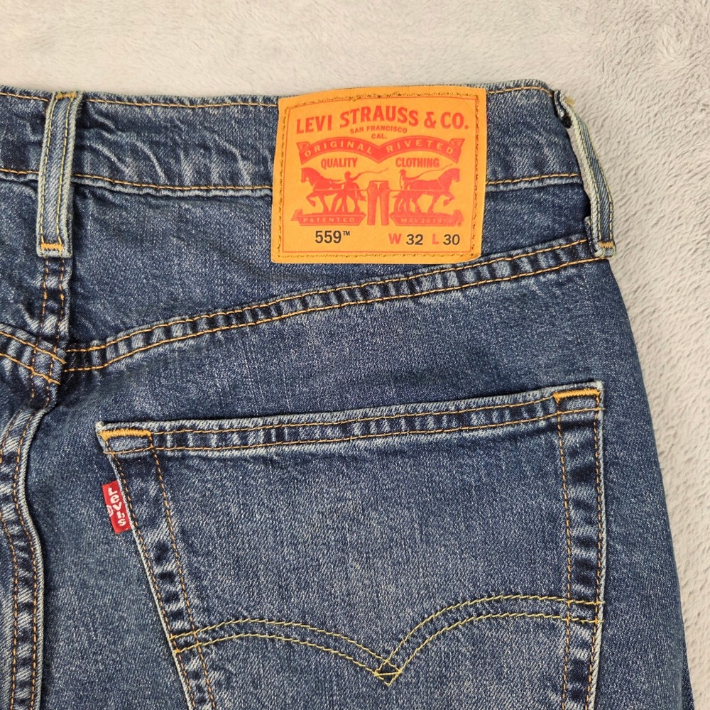 Levi's 559 Relaxed Straight Jeans Mens 32x30 Blue Excellent Denim Pants - Picture 3 of 8